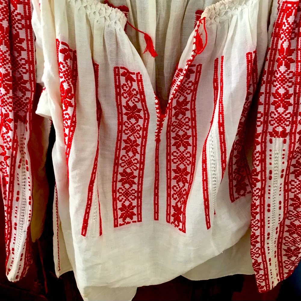 Last Call Vintage embroidered linen Turkish shirt